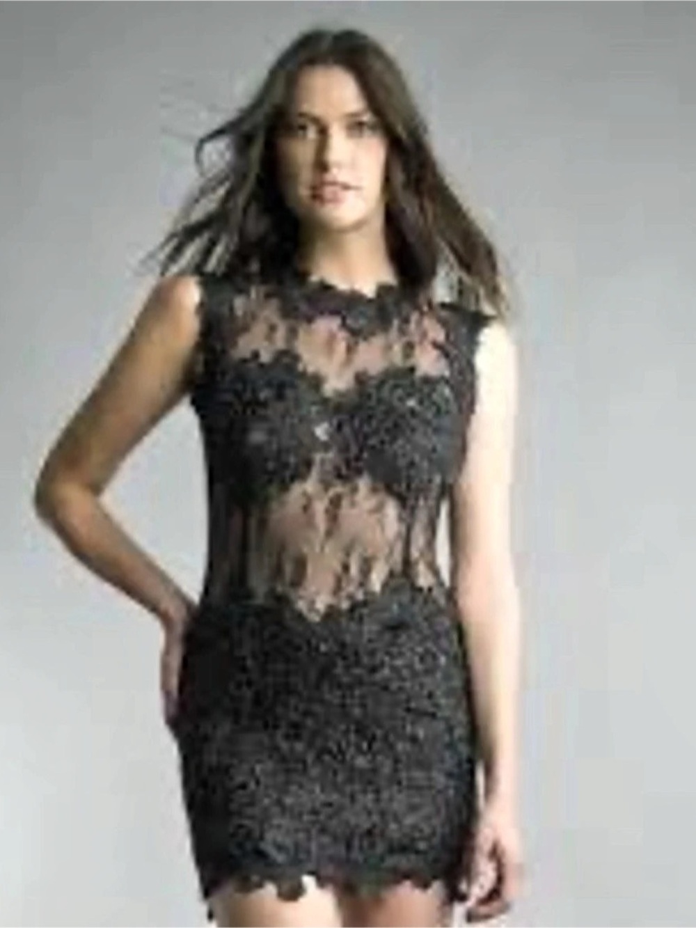 Dress the Population Black Floral Lace Mini Dress Size Large NWT